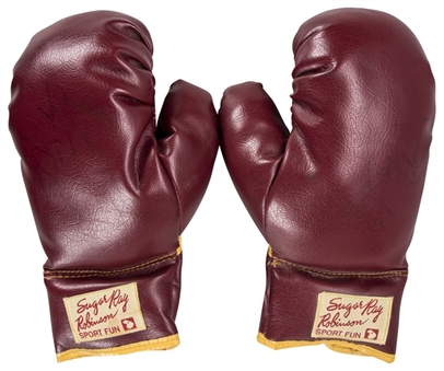Sugar Ray Robinson Twice Signed Pair of Robinson Store Model Gloves (Beckett)